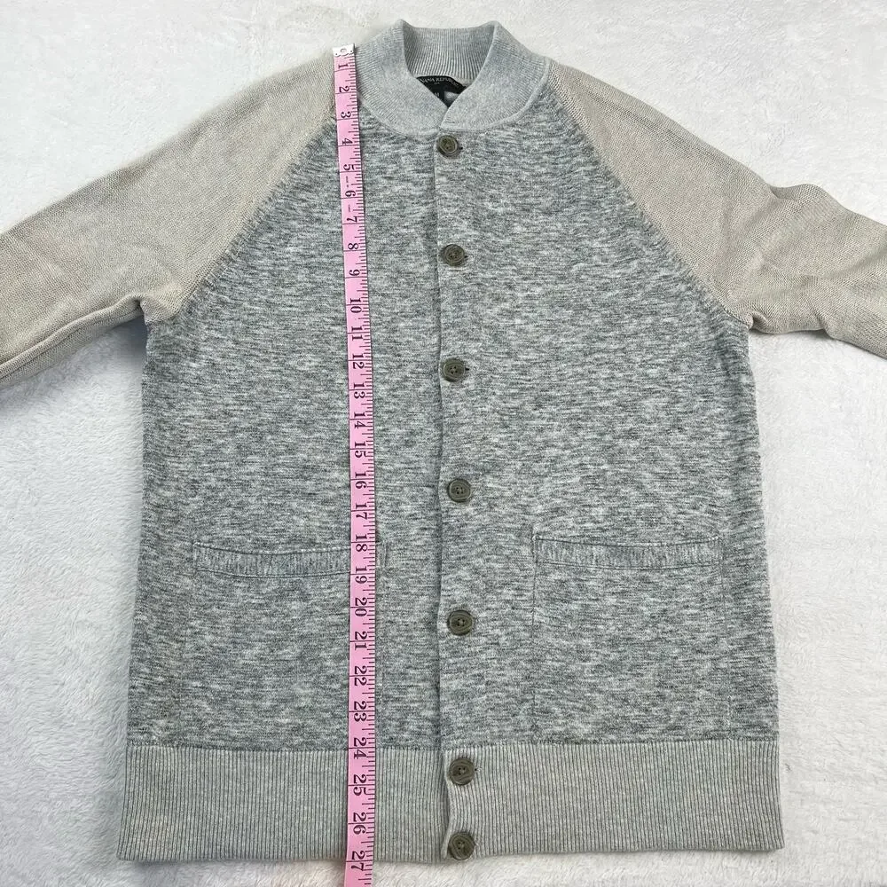 Banana Republic Men's size Medium Button Down Sweater Cardigan Gray 2 Tone